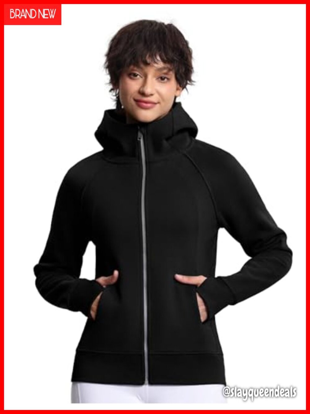 Women's Full Zip Fleece Hoodie Workout Jacket with Thumbholes & Pockets